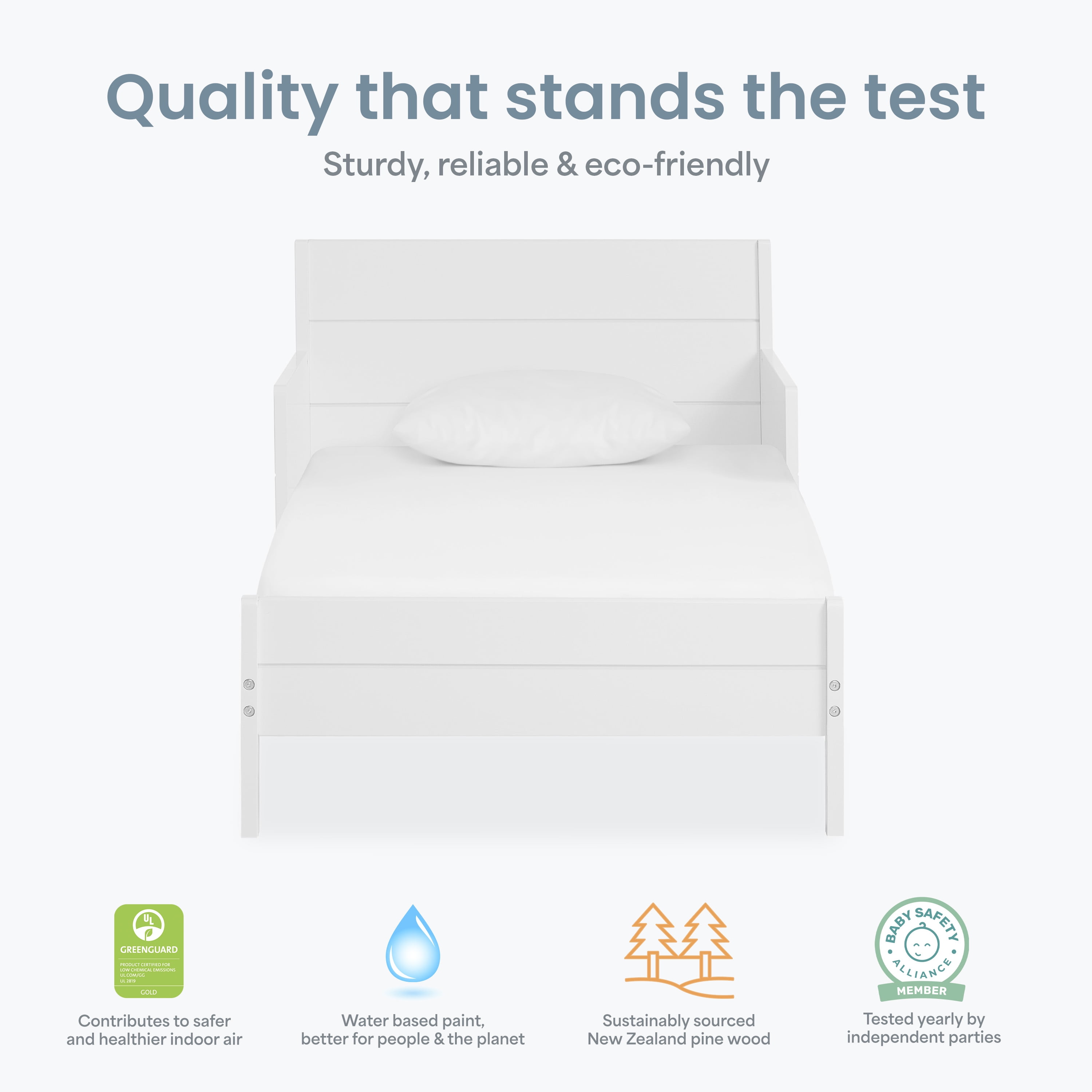 Dream On Me Holland Toddler Bed made with Sustainable New Zealand Pinewood, White