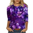 thumbnail image 2 of Jienlioq Hauts Grande Taille pour Femmes T-Shirts Mode pour Femmes Alzheimer Décontractés Col Rond Manches 3/4 T-Shirt Ample Hauts pour Dames Chemisiers Chemises Aubaines Cyberlundi, 2 of 4