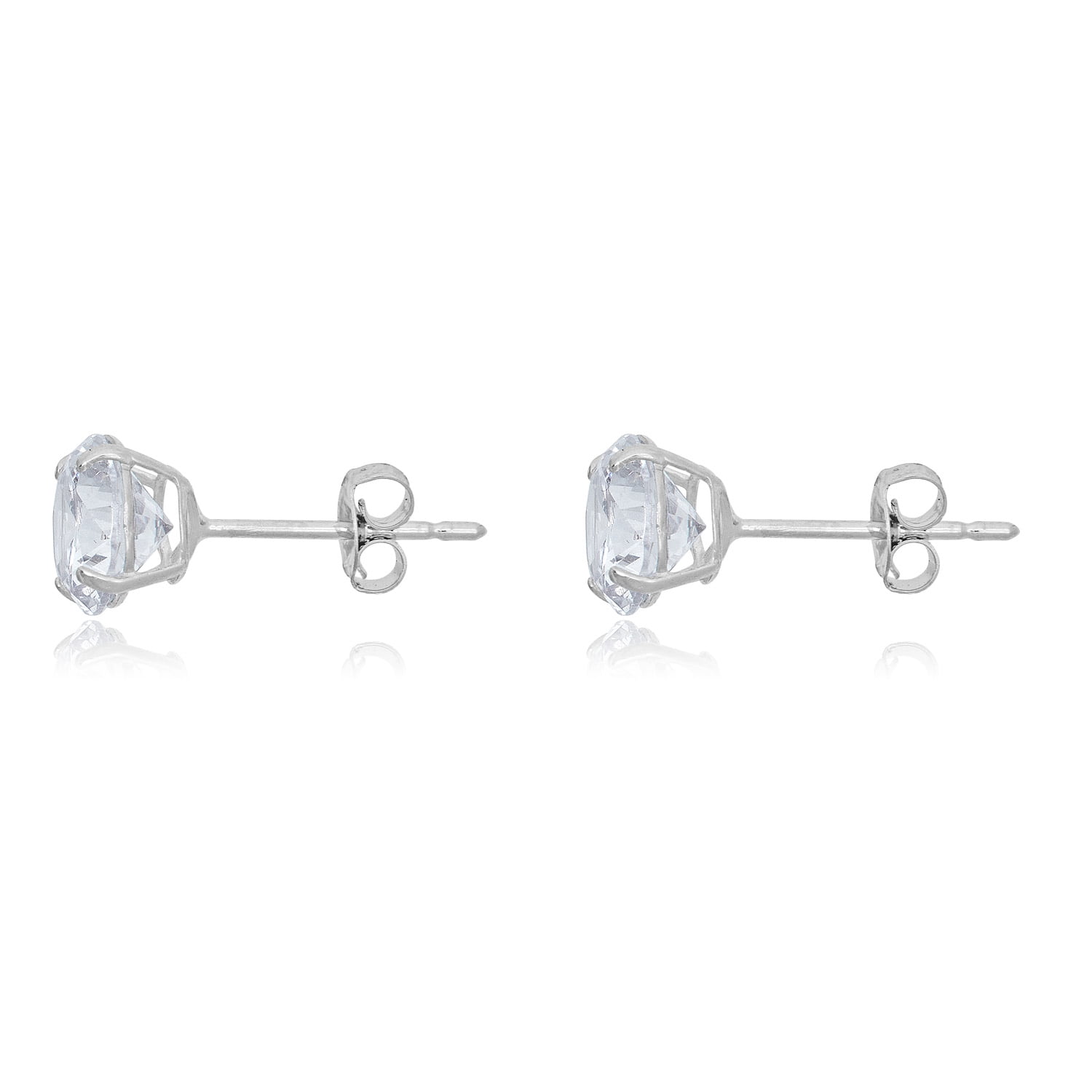 AVORA 10K White Gold 6mm Round Simulated Diamond CZ Stud Earrings