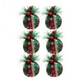 thumbnail image 2 of LHNFT 6PCS Christmas Plaid Ball Ornaments, 3.14 Inch Plaid Fabric Balls Ornaments with Pine Cones and Greenery, Christmas Tree Hanging Decorations Indoor Festive Decorations, 2 of 6