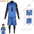 thumbnail image 3 of Disfraz de Cosplay de Anime Blue Lock Bachira Meguru, camiseta de fútbol, ropa deportiva, uniforme azul, traje de fiesta de Navidad y Halloween, 3 of 5