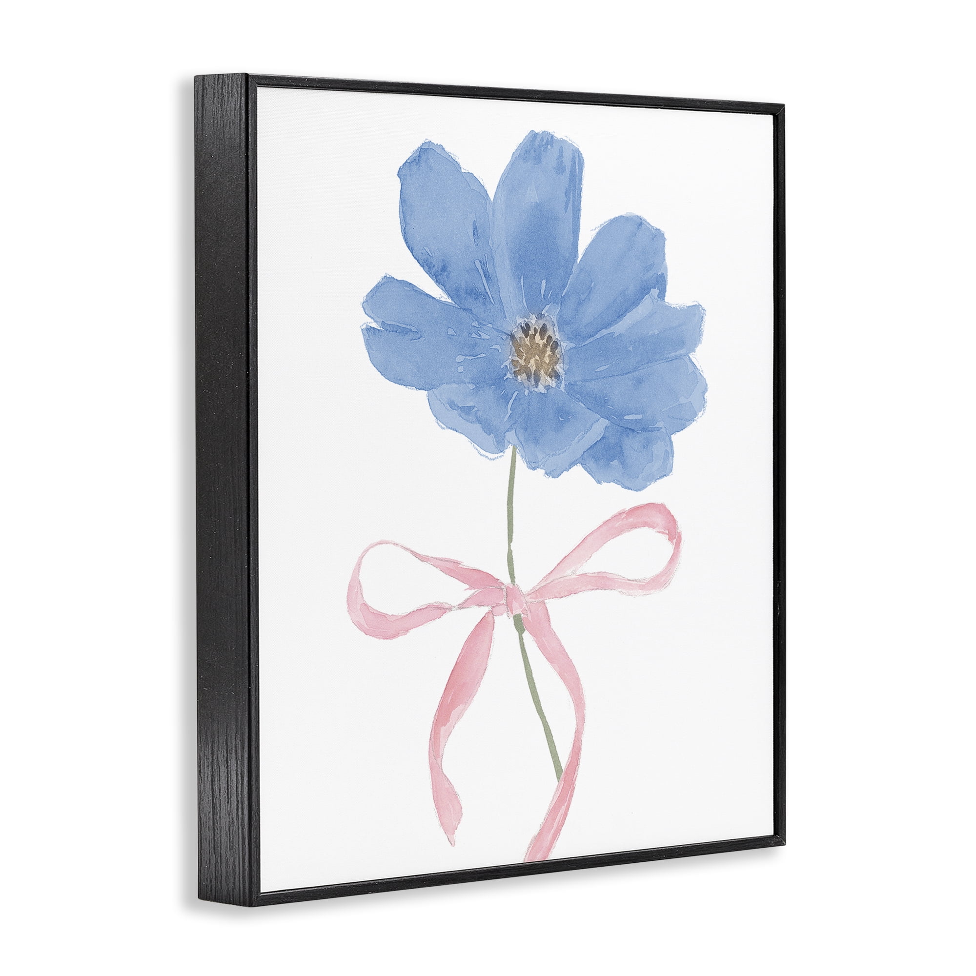 Stupell Industries Blue Bow Bloom Black Framed Giclee Art, design by Lucille Price