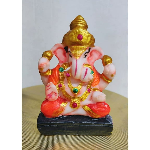 Ganesha Statue Home Decoration Small Ganesha Sculpture Resin Ganpati Idol Figurine Hindu Elephant God Ganesha Murti Indian Home Temple Decor Handmade God Statue Home Decor Product - AtoZ India Cart