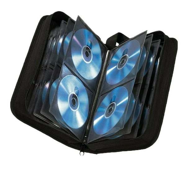 Wsevypo 80 Sleeve CD-DVD Disc Carry Case Holder Wallet Storage Ring ...