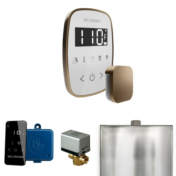 Mr Steam ButlerFlex Steam Shower Ctrl Pkg w/TempoFlex Control and Steamhead in White Nouveau Bronze