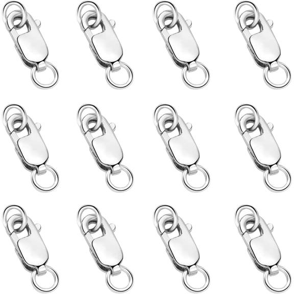 Silver Lobster Claw Clasp 12pcs with Closed Jump Rings, Small Connector with Jump Ring for Necklaces Jewelry Bracelet Making Supplies Lobster Claw Clasp (0.39 x 0.16 inch)