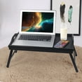 thumbnail image 3 of HONGFENGDZ Bamboo Black Bed Tray with Folding Legs,Portable Lap Desk Wooden Serving Dinner Tea TV Tray, 3 of 9