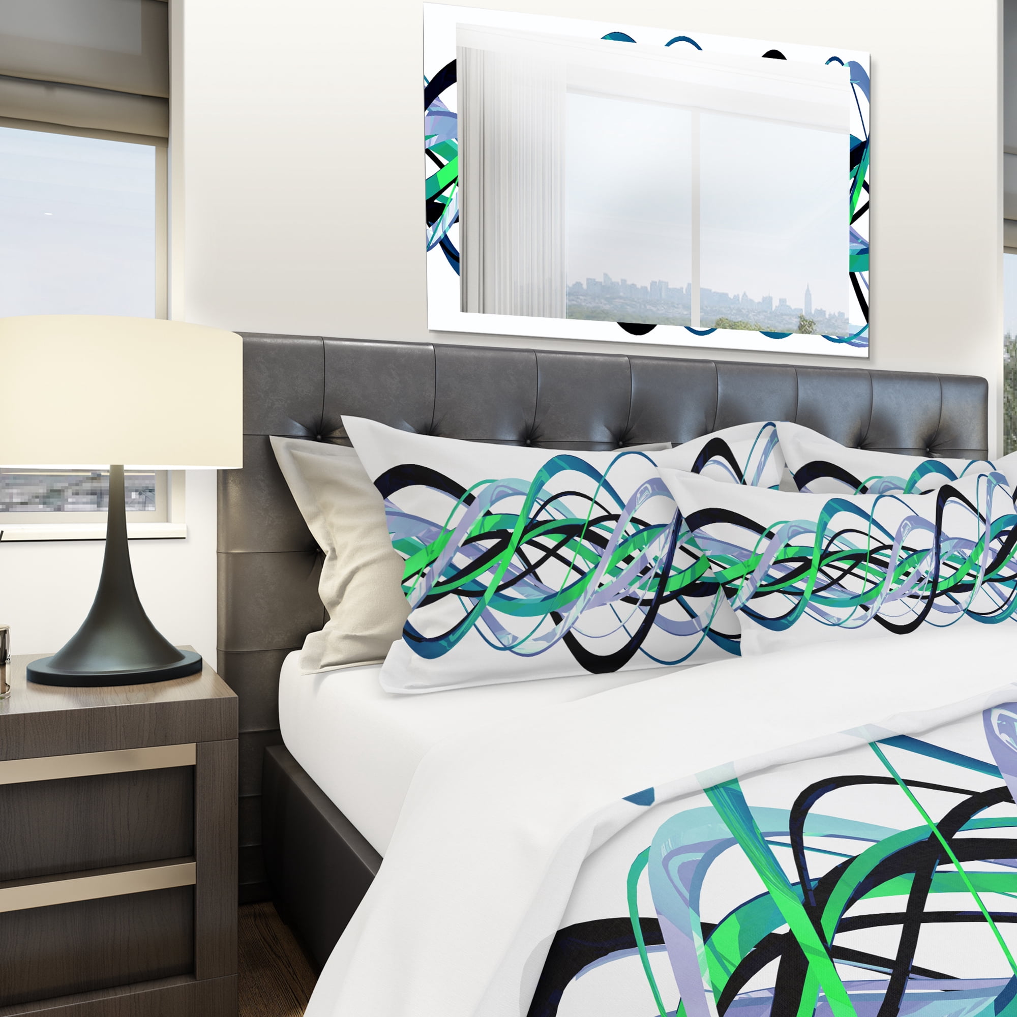 Designart 'Green and Silver Helix' Modern & Contemporary Duvet Cover Set