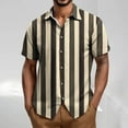 thumbnail image 5 of Button Down Shirts for Men Short Sleeve Striped Print Lapel Collared Summer Tops Casual Beach Hawaiian Blouses (XL, Brown), 5 of 5