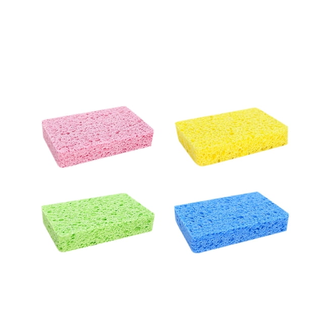 Ohufall 5Pcs Wood Pulp Cleaning Sponges Non Scratch Kitchen Dishwashing Sponge Wipe For Household