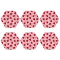 thumbnail image 2 of Fuzoiu Strawberry Print Leather Coasters Set,Drink Coasters Set of 6,for Tabletop Protection, Durable PVC Coasters,Home Décor and Housewarming Gift,Hexagon, 2 of 7