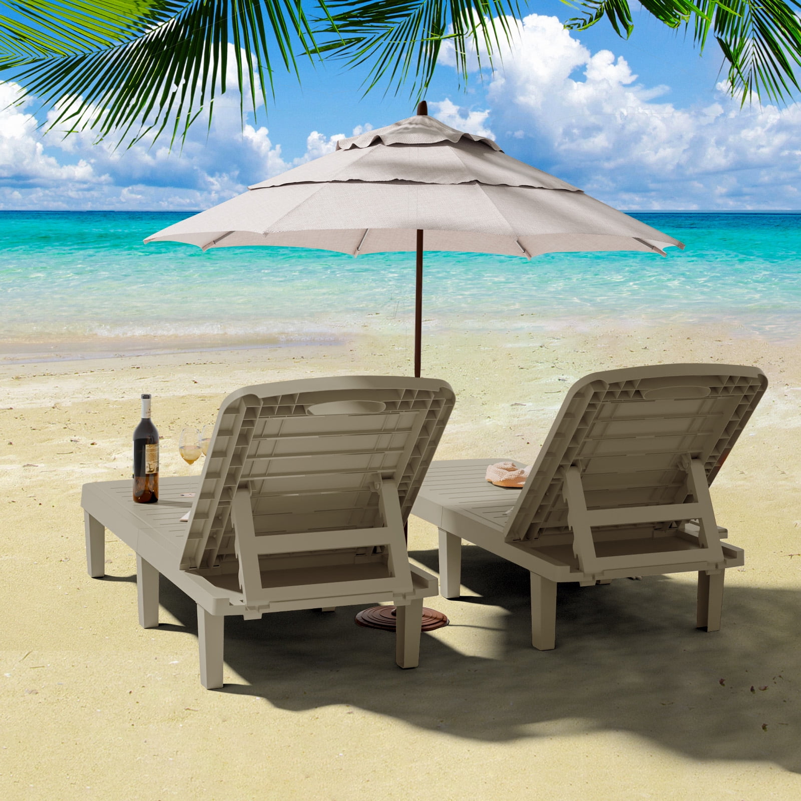 UDPATIO Oversized Outdoor Chairse Lounge Chair Set of 2, 5-Level Adjustment Backrest for Pool Beach Garden
