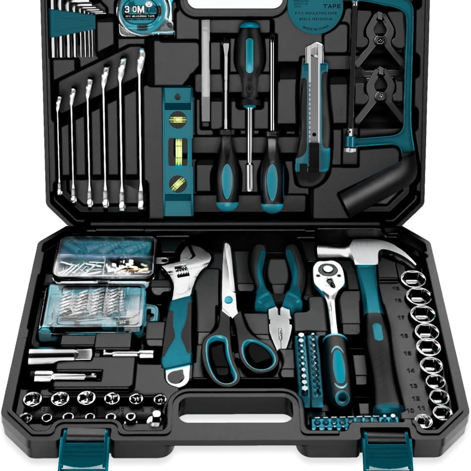 Home Tool Kit 257-PCs - Household Basic Repair Tool Set for Men Women - General Hand Mechanic's Tool Set & Screwdriver Set & Wrench Set & Socket & Portable Tool Box Storage Case Blue