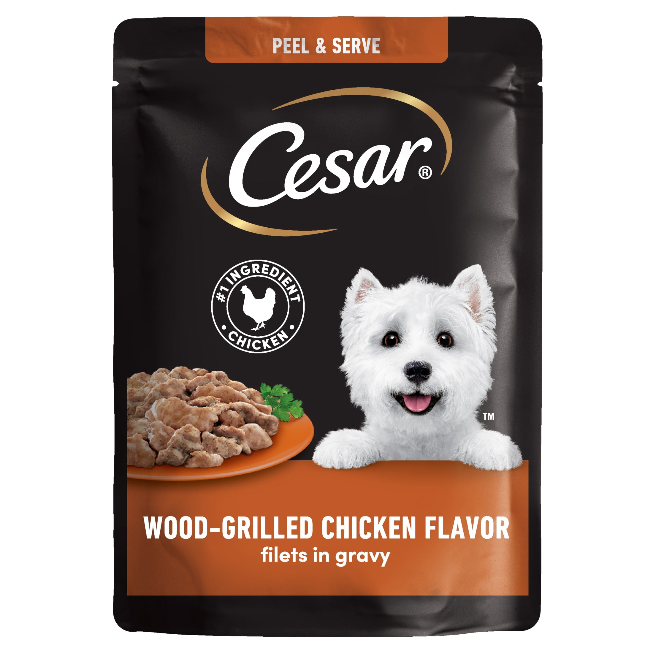 (12 pack) Cesar Filets in Gravy Wood-Grilled Chicken Flavor Wet Dog Food, 1.76-oz Mini-Pouches