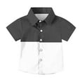 thumbnail image 6 of CYRBOKOToddler Boys Button Down Shirts, Holiday Casual Short Sleeve Comfy Summer Tops Black Size 10-12 T, 6 of 7