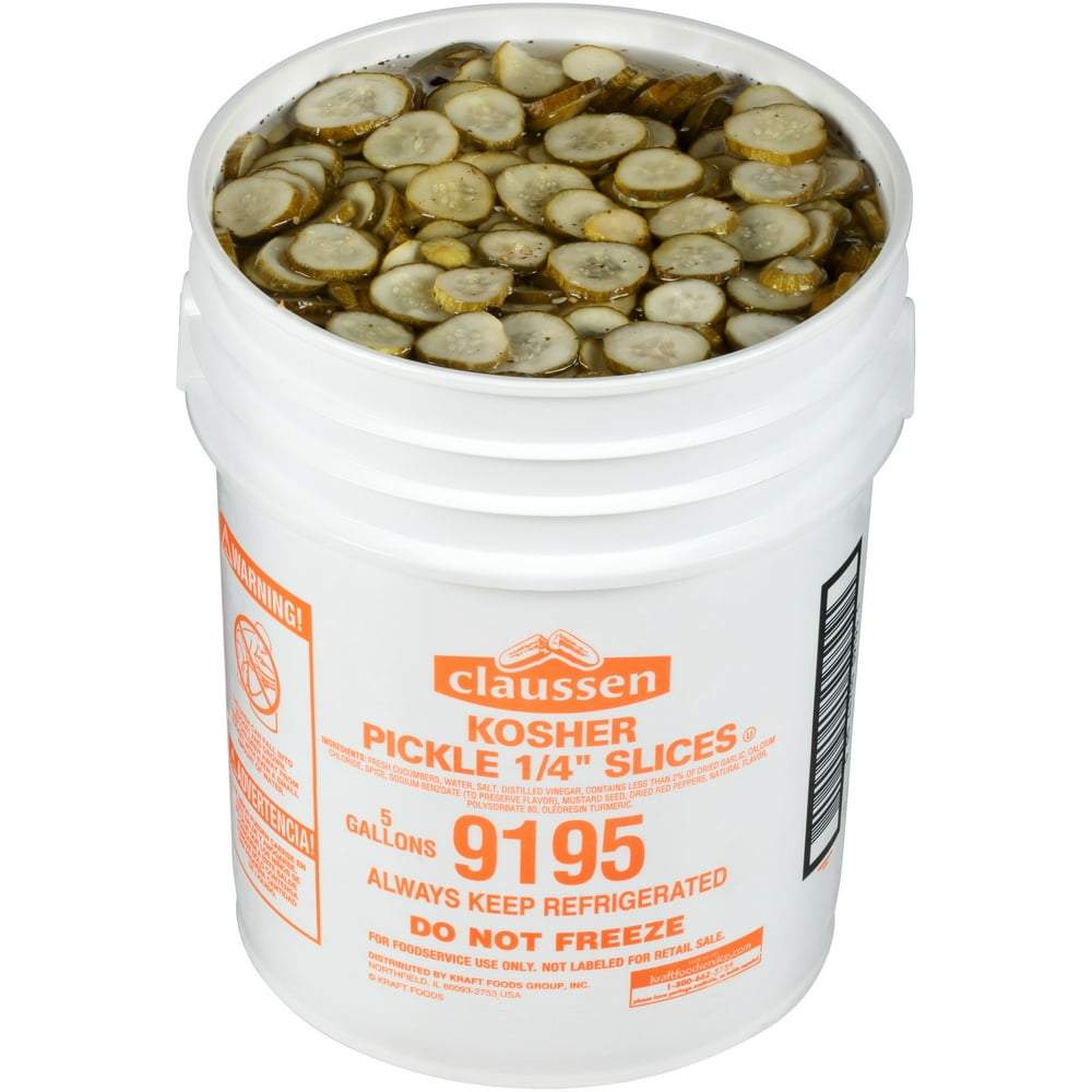 CLAUSSEN Kosher Smooth 1/4" Cut Pickle Chips, 5 gal. Pail