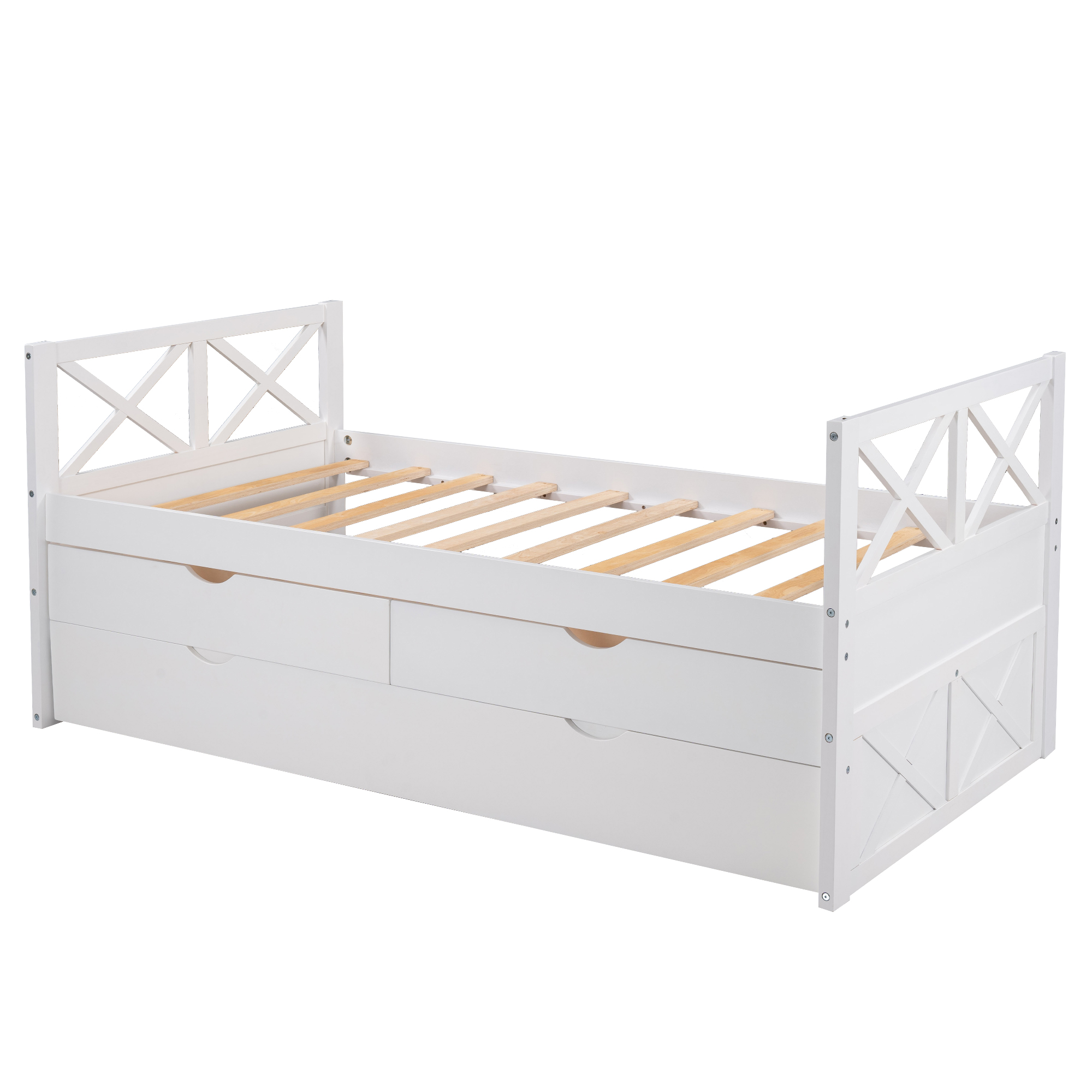 Free Shipping! Euroco Solid Wood Captain Bed with Trundle and Drawers ...