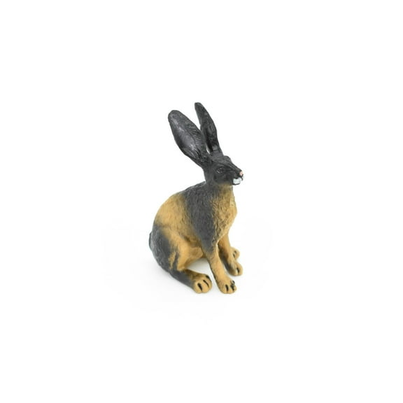 Jackrabbit Toy, Hare, Rabbit, Bunny, Very Realistic Rubber Figure, Model, Educational, Animal, Hand Painted Figurines, 3" CH077 BB81