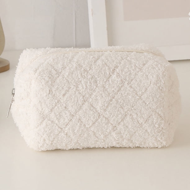 Bolsa de cosméticos para mujer, monedero de maquillaje acolchado de Color sólido para mujeres y niñas, uso diario