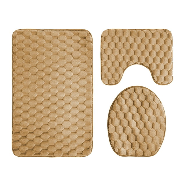 Foam Bath Mat Set Bathroom Rugs For 3 Pcs Toilet Mats Soft Comfortable Water Absorption NonSlip ThickMachine WashableEasier To Dry