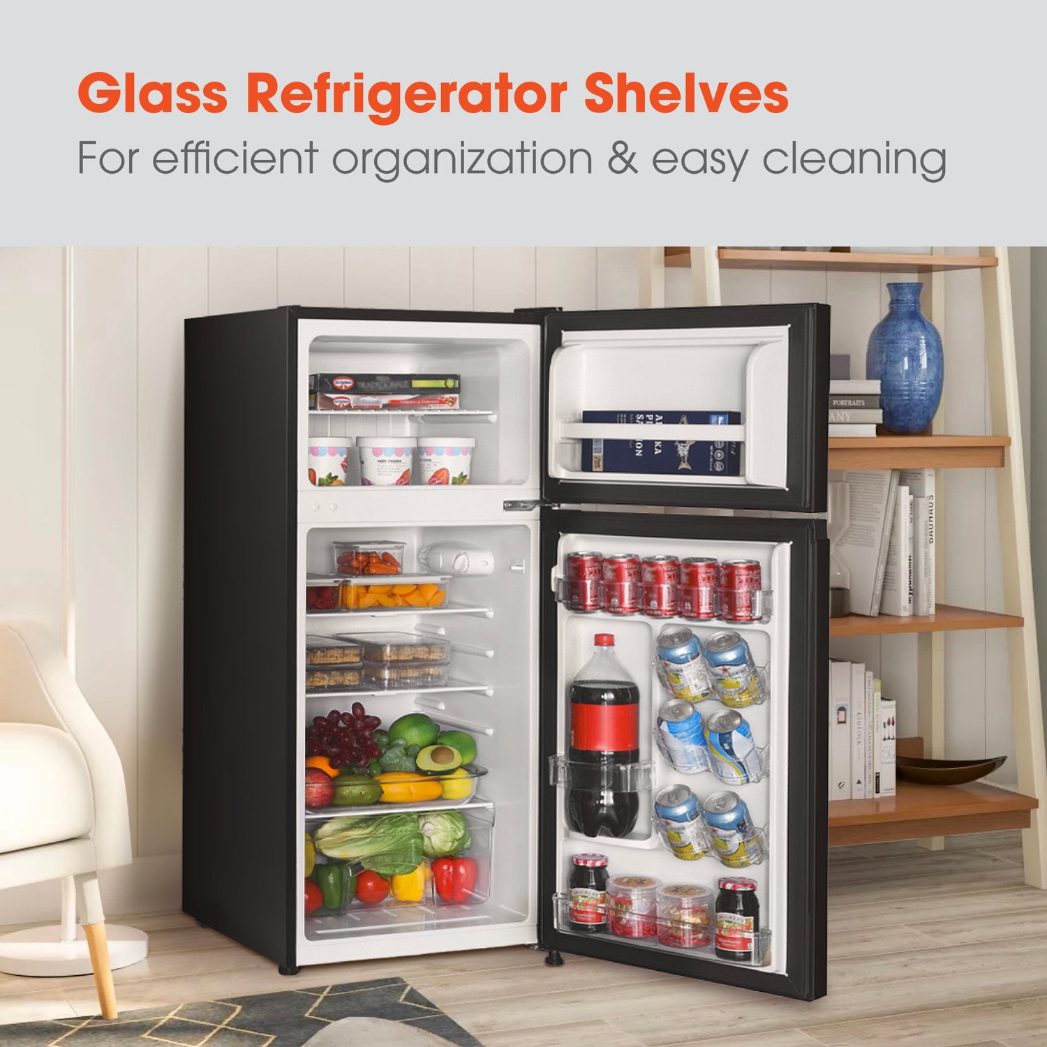 MAGIC CHEF Mini Refrigerator with Freezer in Black, HMDR45B
