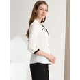 thumbnail image 4 of INSPIRE CHIC Blusa elegante para mujer, con cuello en V, media manga, pu?os con botones, trabajo, oficina blanco XL, 4 of 6