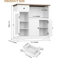 thumbnail image 2 of Kitchen Microwave Cabinet with Storage and Drawers, Modern Small Buffet Cabinet with Glass Doors and Adjustable Shelf, Wooden Sideboard with Wide Top for Dining Room, Living Room, Natural, 2 of 14