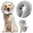 thumbnail image 1 of Dog Cones, Inflatable Dog Collar for Pet Surgery, Recovery Cone Collar Prevent Dogs & Cats from Biting & Scratching, Adjustable E-Collar with 5 Size Fit for Most Dogs & Cats (L, Grey), 1 of 7