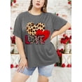 thumbnail image 3 of XCHQRTI Women Leopard Heart T-Shirt Plus Size Short Sleeve Graphic Shirt Valentine's Day Top, 3 of 7