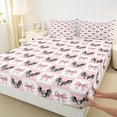 thumbnail image 3 of Manfei Gothic Halloween Bat Queen Sheet Sets for Kid, Kawaii Cartoon Bow Flat Sheet, Pink Buffalo Plaid Queen Fitted Sheet, Ultra Soft Home Decor, 4 Pieces, 3 of 7