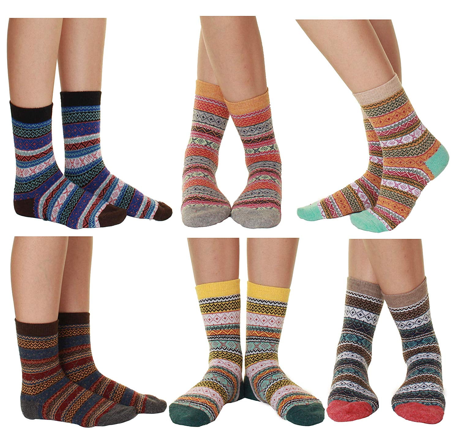 Women's Pattern Crew Wool Thick Warm Soft Comfortable Winter Socks 6