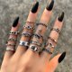 thumbnail image 2 of Conjunto de anillo de cadena de serpiente y mariposa gótica Punk para mujer, dados negros, Retro, chapado en plata, abalorio de diamantes de imitación, joyería para dedo Tan Jianjun unisex, 2 of 2