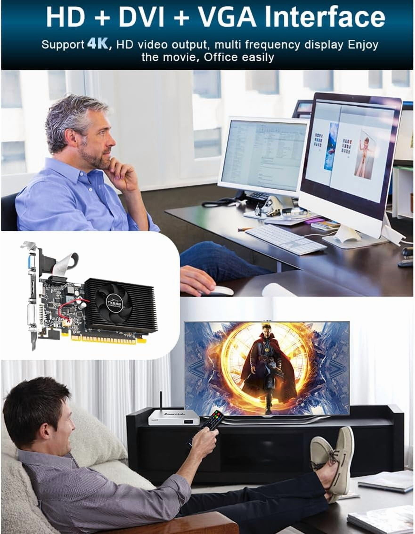 JINGSHA GT 740 4G DDR3 Low Profile Graphics Card, PCI Express 3.0 x16, HDMI/VGA/DVI, Entry Level GPU for PC, SFF and HTPC, Compatible with Win11