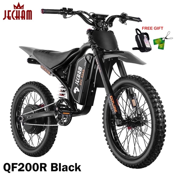 Jecham QF200Pro Electric Dirt Bike for Adults,5000W Peak Motor,60V 32Ah Battery,50 MPH Top Speed,19" Tires Off-Road with Dual Suspension & Hydraulic Brakes