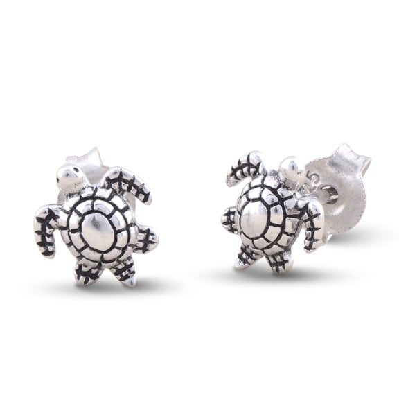SilverCloseOut Sea Turtle Earrings, Sterling Silver, Studs, Gift Box