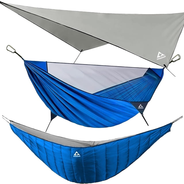 Hamaca de camping CROSSHIP con mosquitera, edredón y mosca