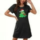thumbnail image 1 of Camisón corto navideño para mujer, talla grande, cuello redondo, manga corta, estampado en el pecho, vestido de noche para mujer, 1 of 3