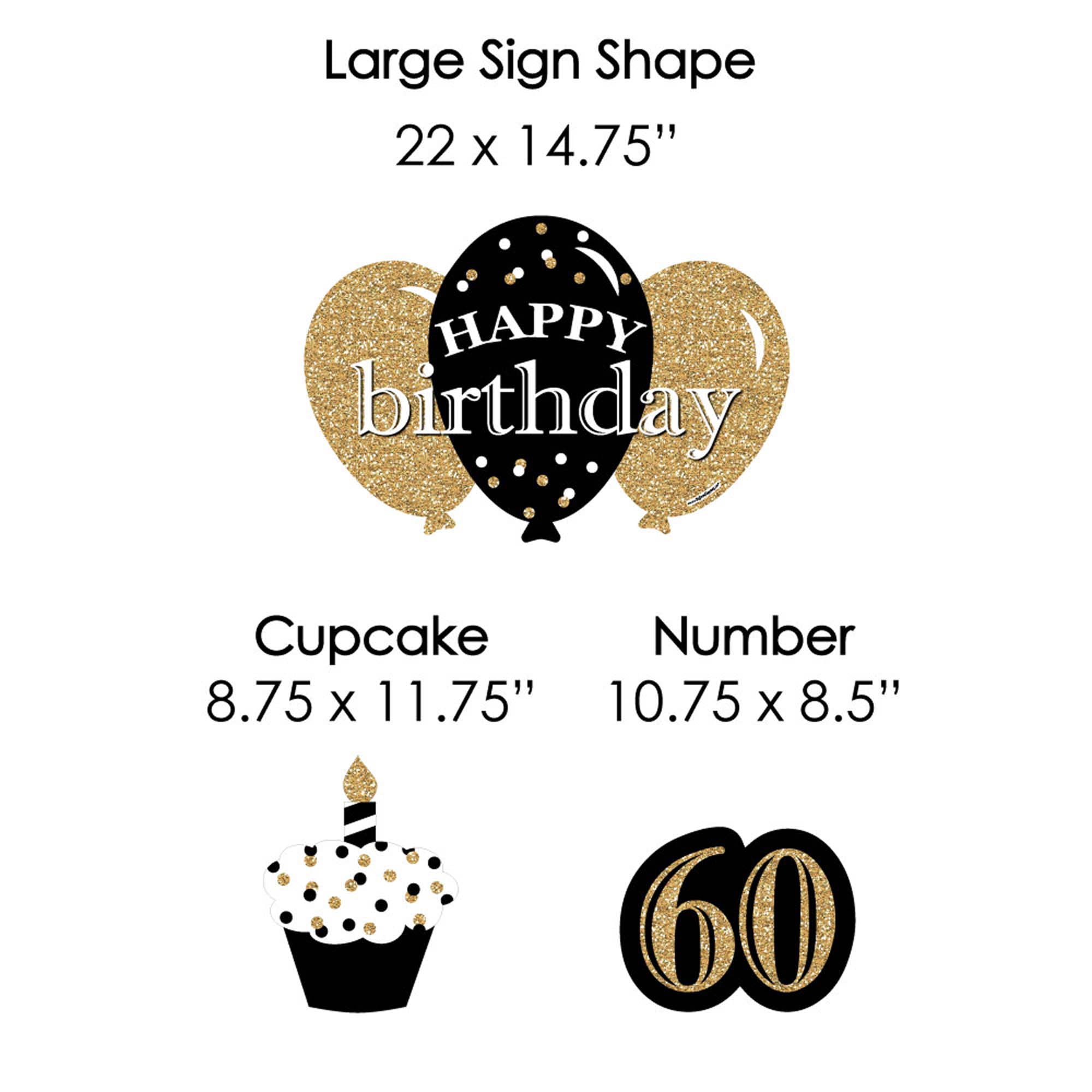 Big Dot of Happiness Adult 60th Birthday - Gold - Yard Sign and Outdoor Lawn Decorations - Happy Birthday Party Yard Signs - Set of 8