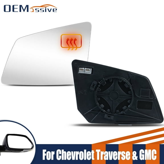 Yiwosu Left Side Heated Mirror Glass for Chevrolet Traverse 2007-2016 with Back Plate