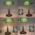thumbnail image 3 of FSLiving Tiffany Style Table Lamp with 10.6（in） Green Glass LampShade Vintage Style Pull Chain Switch Banker Desk Light E26 Antique Table Light for Decor Bookcase Dresser Coffee, 3 of 5