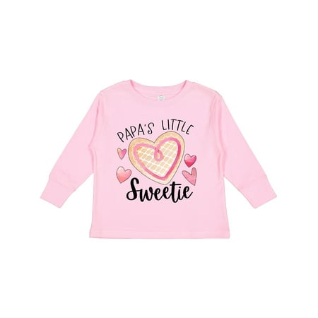 

Inktastic Papa s Little Sweetie with Pink Heart Cookie Boys or Girls Long Sleeve Toddler T-Shirt