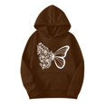 thumbnail image 3 of HSHMT Women's 2025 Fall Two Piece Women's 2 Piece Outfits Butterfly Print Hoodies Pullover Sweatshirt Sweatsuits Joggers Pants With Pockets, 3 of 4