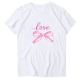 thumbnail image 4 of Ounisa Love Heart Bows Graphic Tees Cute Shirt Women Loose Fit Short Sleeve Top Valentines Shirts, 4 of 9