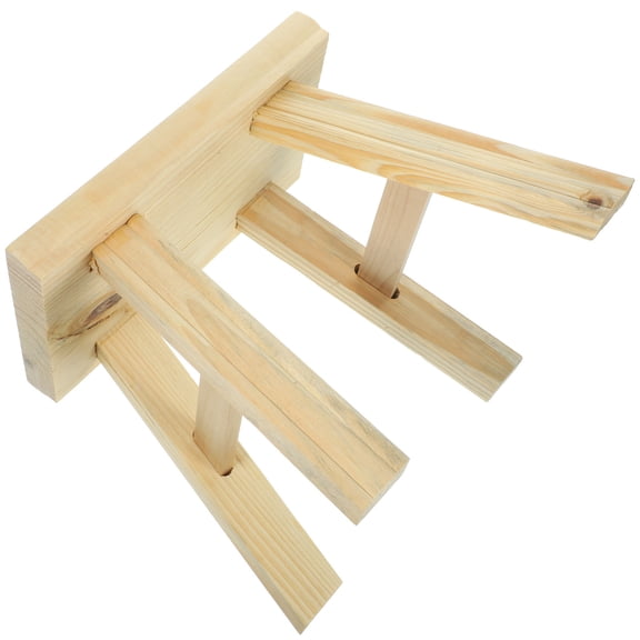 FUEENIRVA Stepping Stool Wood Stool Khaki 1Set