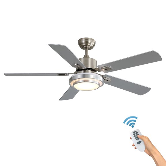 52 inch Ceiling Fan with Lights and Remote Control, 3-Speed, 5 Wood Fan Blades, Modern Home Fan and LED Light 2-in-1 Design, for Living Room, Bedroom, Dining Room, D5153