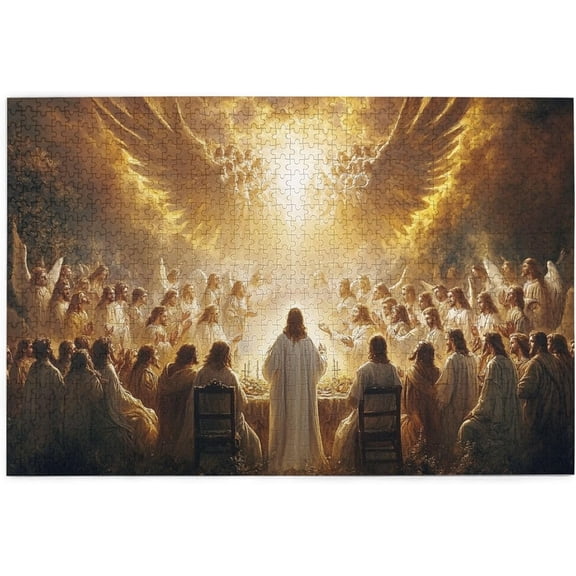 Jigsaw Puzzle for Adults Jesus and The Faithful,Unique and Beautiful Design,Stunning Artwork,Vintage Style Jesus Wooden Puzzle,Family Leisure and Entertainment 500 Pieces