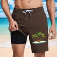 thumbnail image 2 of DODADAWANJ Mens Board Shorts with Liner 5 Inch Quick Dry Swim Trunks with Pocket Fashion Hawaiian Tropical Printed Beach Short Brown XL, 2 of 7