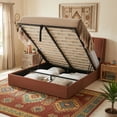 thumbnail image 4 of Zanmintaobo Queen Size Fabric Upholstered Lift up Storage Platform Bed Frame with Wingback Headboard, Ocher, 4 of 12
