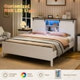 thumbnail image 3 of Kselythan Farmhouse Bed Frame Full Size with LED Lights and Charging Station, Wooden Platform Full Bed with Storage Bookcase Headboard, Full Bed Frame with Sliding Barn Door, No Box Spring Needed, 3 of 6