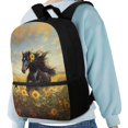thumbnail image 4 of Uourmeti Horse Sunflower Print Backpack, Adjustable Comfort Shoulder Student Bookbag 17 Inch School Backpack for Travel Outdoor, 4 of 6